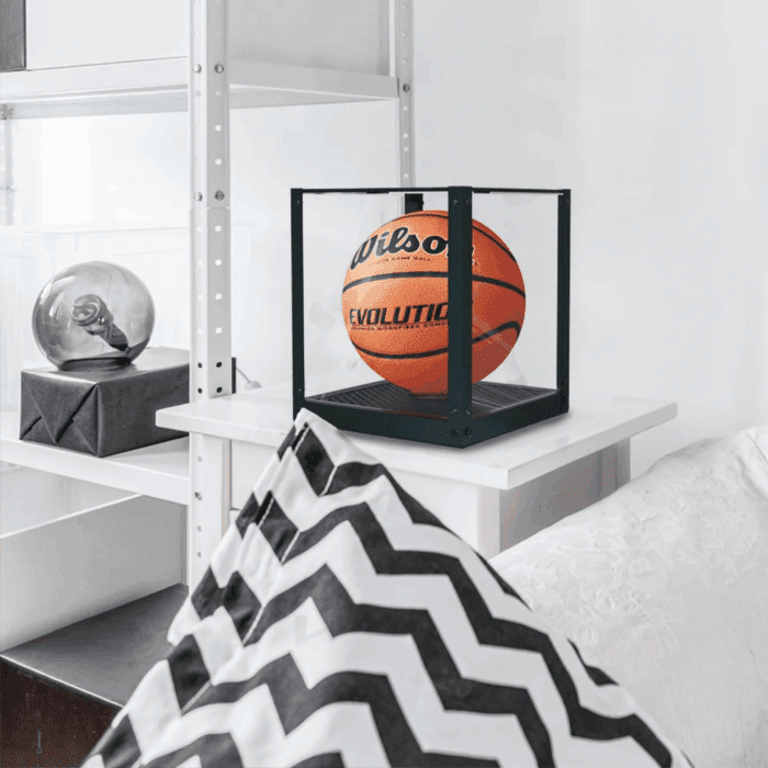 J JACKCUBE DESIGN Acrylic Basketball Display Case, Clear Display Box Showcase Holder with Metal Mesh Base for Autograph Football, Socerball, Volleyball Memorabilia Collectibles - MK633A - Image 6