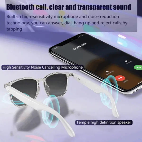 Bluetooth Anti-Blue Light Glasses, Smart Bluetooth Glasses for Women,Voice Control,Open Ear Style, Listen Music and Calls (Lear Lens with Pink Frame1) - Image 9