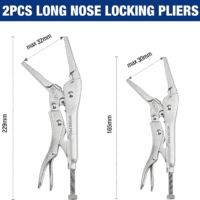5-Piece Locking Pliers Set, Pliers Tool Set, Vice Grips with Chrome-Vanadium Steel, 5/7/10 Inch Curved Jaw Pliers, 6.5/9 Inch Long Nose Pliers - Image 4