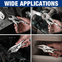 5-Piece Locking Pliers Set, Pliers Tool Set, Vice Grips with Chrome-Vanadium Steel, 5/7/10 Inch Curved Jaw Pliers, 6.5/9 Inch Long Nose Pliers - Image 7
