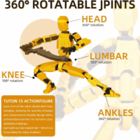 T13 Action Figure Assembly Completed, Upgraded 3D Printed T13 Action Figure, the Dummy 13 Is Very Suitable for Office Desks and Birthday Cake Decorations (Yellow) - Image 5