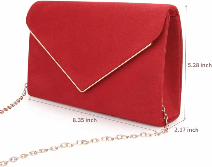 Clutch Purse for Women Evening Bags Handbags for Wedding Party Cocktail Prom Faux Suede Crossbody Shoulder Bag - Image 4