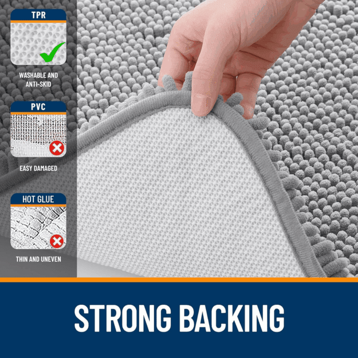 Bathroom Rugs 30X20, Extra Soft Absorbent Chenille Bath Rugs, Rubber Backing Quick Dry, Machine Washable Bath Mats for Bathroom Floor, Tub and Shower, Home Decor Accessories, Grey - Image 6