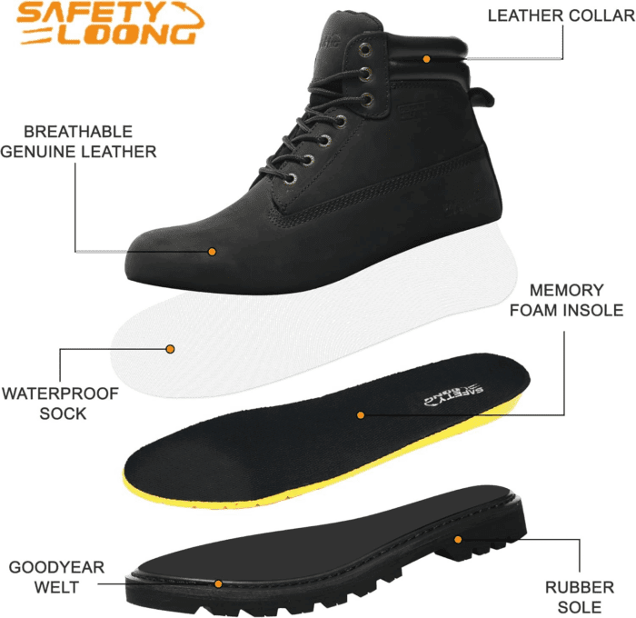 Work Boots for Men Waterproof Soft Toe Non Slip Comfortable Workboots - Image 5