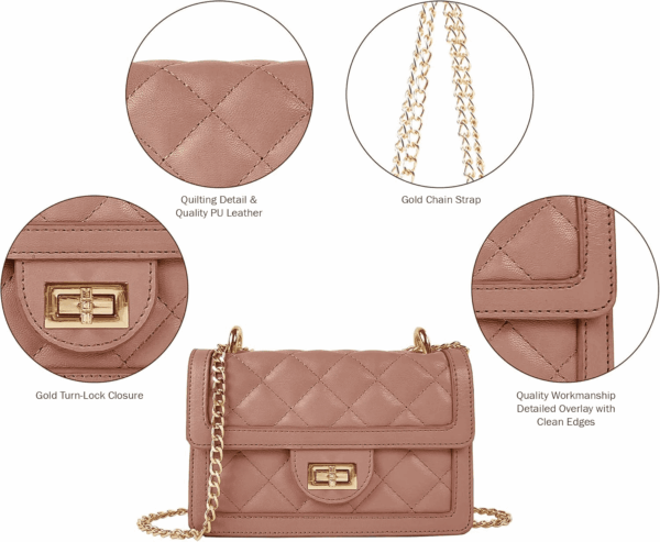 Small Quilted Crossbody Bag, Trendy Designer Mini Shoulder Bag, Phone Wallet Purse for Women - Image 5