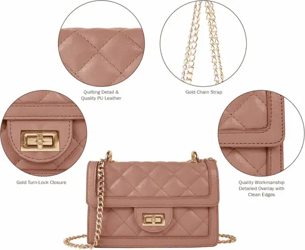 Small Quilted Crossbody Bag, Trendy Designer Mini Shoulder Bag, Phone Wallet Purse for Women - Image 5