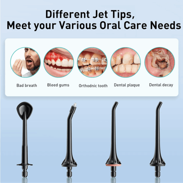 Water Dental Flosser Pick for Teeth: 4 Modes Cordless Portable 300ML Larger Tank Water Teeth Cleaner IPX7 Waterproof Flossing Cleaning Picks for Home Travel Black C30(FC5360) - Image 8