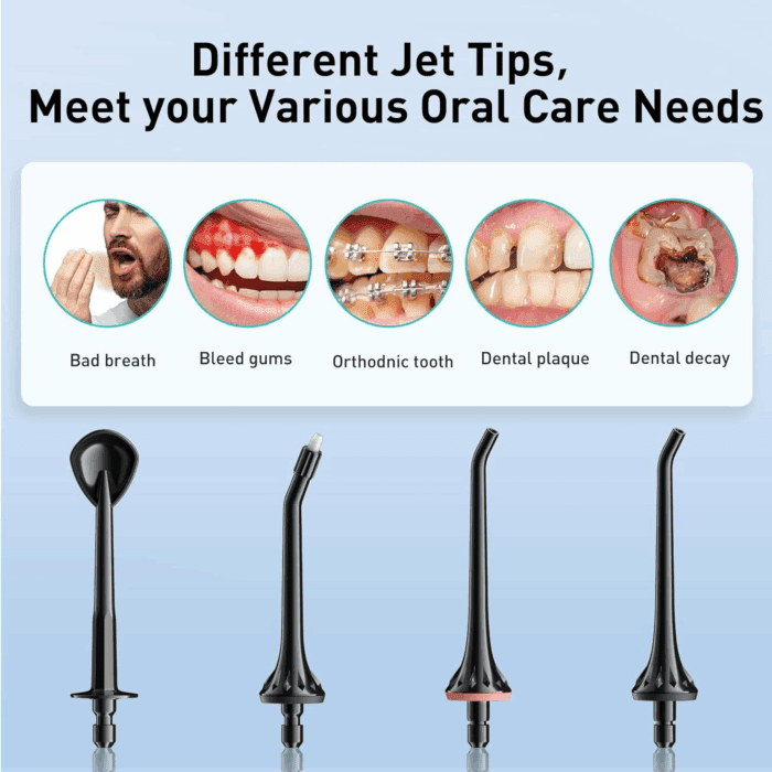 Water Dental Flosser Pick for Teeth: 4 Modes Cordless Portable 300ML Larger Tank Water Teeth Cleaner IPX7 Waterproof Flossing Cleaning Picks for Home Travel Black C30(FC5360) - Image 8