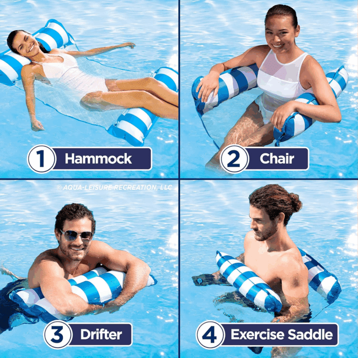 Aqua 4-In-1 Monterey Hammock Pool Float & Water Hammocks – 2-3-4 Multipacks – Multiple Colors/Styles – for Adults and Kids Floating - Image 2