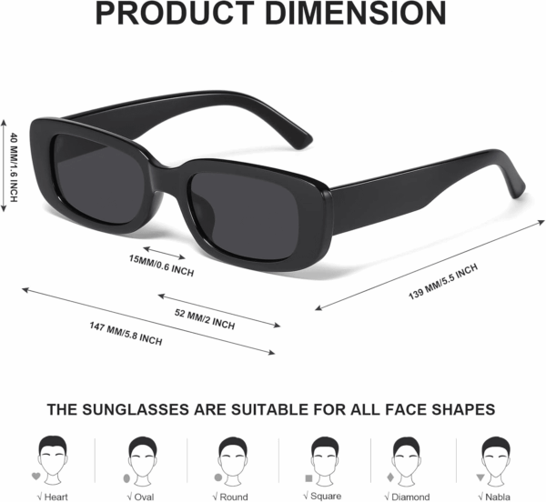 Rectangle Sunglasses for Women Men Trendy Y2K Retro 90S Sun Glasses UV400 Protection Cool Square Frame - Image 4