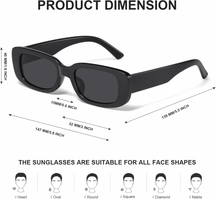 Rectangle Sunglasses for Women Men Trendy Y2K Retro 90S Sun Glasses UV400 Protection Cool Square Frame - Image 4