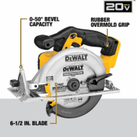 20V MAX Circular Saw, 6-1/2-Inch Blade, 460 MWO Engine, 0-50 Degree Bevel Capability, Bare Tool Only (DCS391B) - Image 8