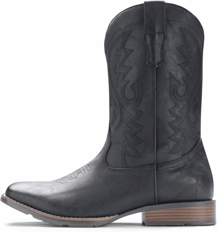 Cowboy Boots for Men with Wide Square Toe Western Retro Boot Durable Classic Fashionable Embroidered Pull on Slip Resistant Boots - Image 3