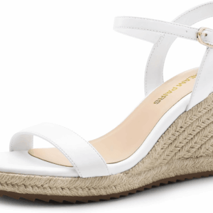 Espadrilles Wedge Sandals for Women, Women'S Open Toe Summer Dressy Sandals with Adjustable Ankle Strap and Soft Footbed