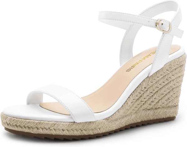 Espadrilles Wedge Sandals for Women, Women'S Open Toe Summer Dressy Sandals with Adjustable Ankle Strap and Soft Footbed