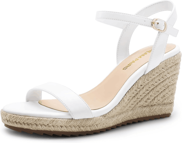 Espadrilles Wedge Sandals for Women, Women'S Open Toe Summer Dressy Sandals with Adjustable Ankle Strap and Soft Footbed