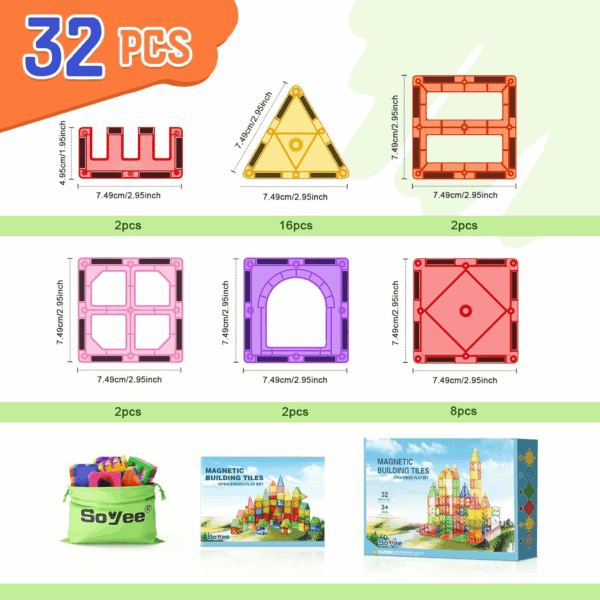 Magnetic Tiles Toddler Toys Magnetic Building Blocks for Kids Ages 3-12 STEM Educational Toys for Girls & Boys Sensory Play for Preschool Learning - Image 5