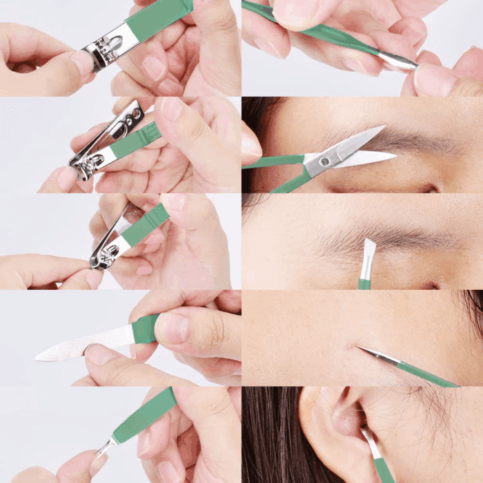 Manicure Set 10 in 1 Stainless Steel, Nail Clippers Scissors Pedicure Tools Kit - Portable Travel Grooming Kit for Men and Women with Leather Case (Jade Green) - Image 4