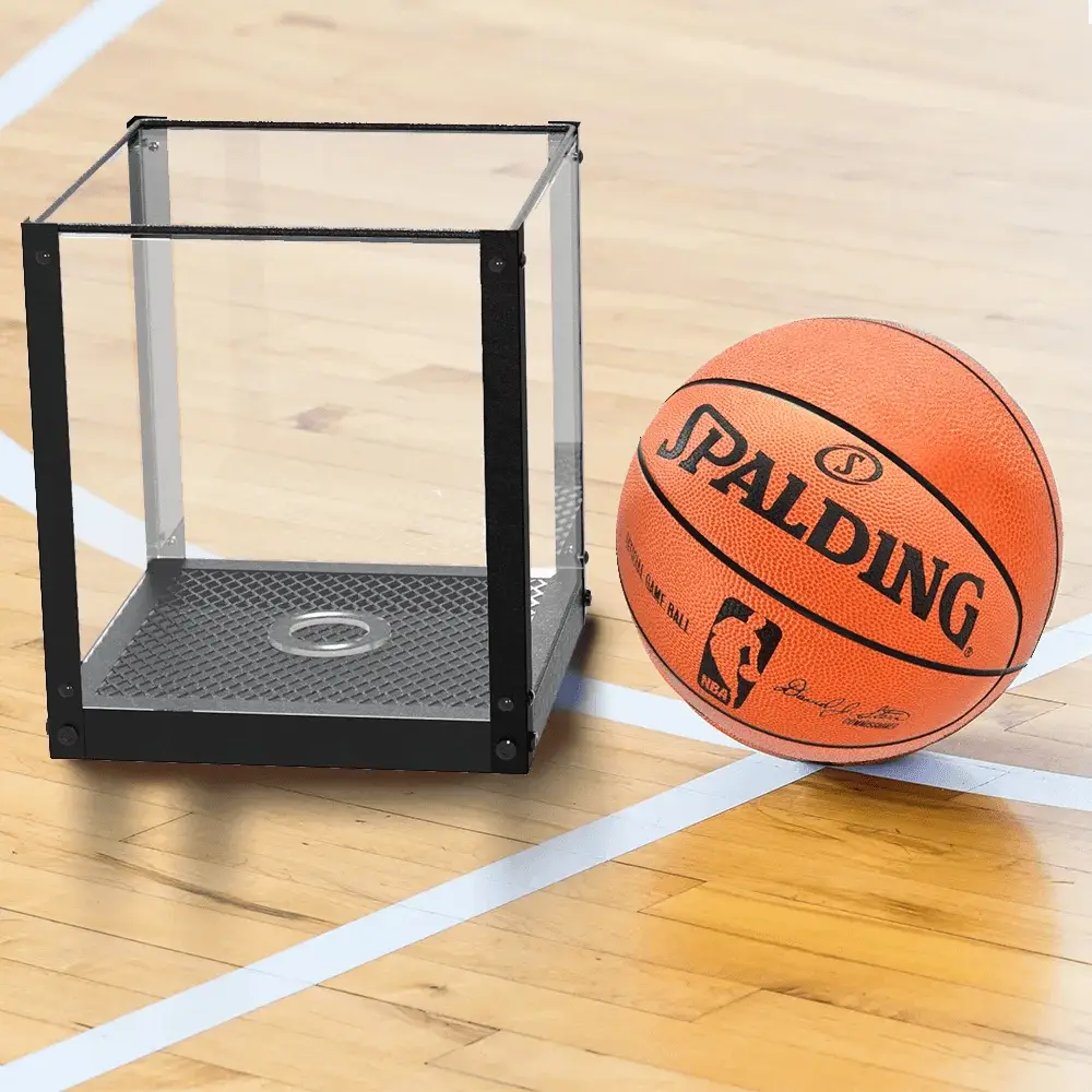 J JACKCUBE DESIGN Acrylic Basketball Display Case, Clear Display Box Showcase Holder with Metal Mesh Base for Autograph Football, Socerball, Volleyball Memorabilia Collectibles - MK633A - Image 5
