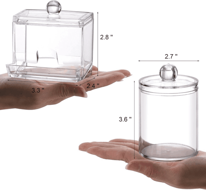 Plastic Qtips Holder Bathroom Container, 10/7 OZ Cotton Ball/Swabs Dispenser, Apothecary Jar Organizer for Storage 3 Pcs - Image 3