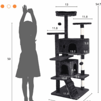 54In Cat Tree Tower for Indoor Cats,Multi-Level Furniture Activity Center with Scratching Posts Stand House Condo Funny Toys Kittens Pet Play House,Dark Gray - Image 7