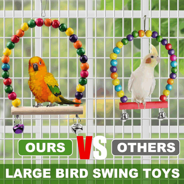 7Pcs Bird Toys for Parakeets & Small Birds - Wooden Perch Swings, Ladder & Climbing Toys for Conure, Cockatiel & Budgie - 18'' - Image 3