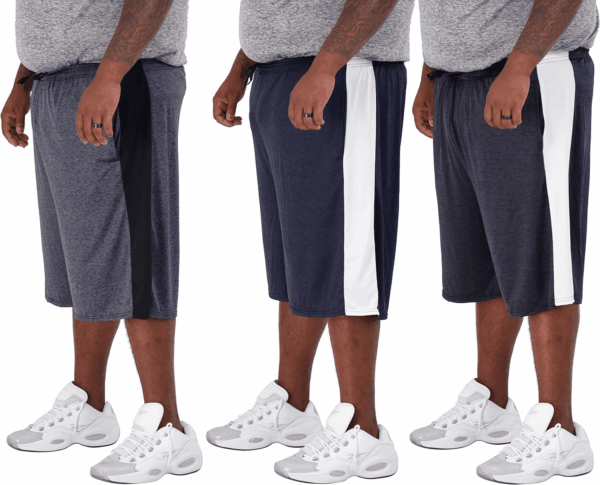 Men'S Big & Tall 3-Pack Dry Fit & Mesh Active Athletic Perfomance Shorts (3X-5X)