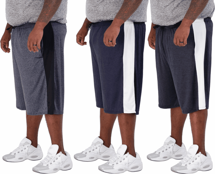 Men'S Big & Tall 3-Pack Dry Fit & Mesh Active Athletic Perfomance Shorts (3X-5X)