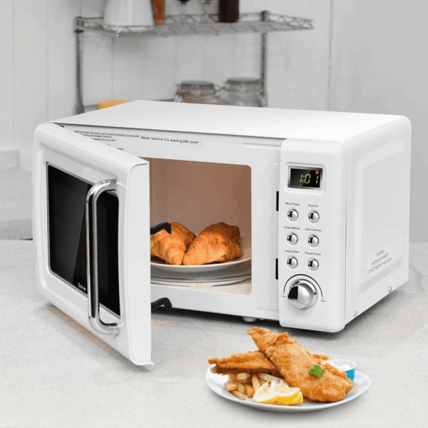 0.7Cu.Ft Retro Countertop Microwave Oven 700W LED Display Glass Turntable White - Image 5