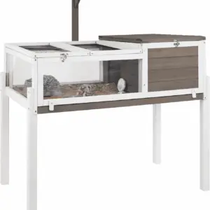 Tortoise Habitat Turtle Enclosure with Detachable Legs, Wooden Indoor Reptile Cage for Small Animals with Leakproof Tray