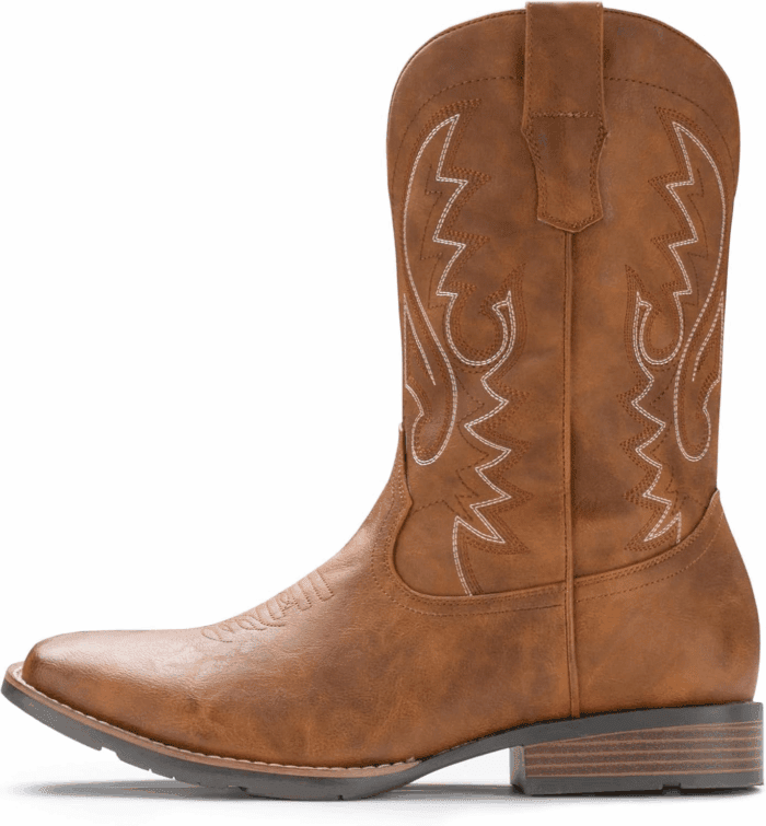 Cowboy Boots for Men with Wide Square Toe Western Retro Boot Durable Classic Fashionable Embroidered Pull on Slip Resistant Boots - Image 3