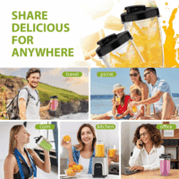 18 Oz. Single Speed Countertop Blenders for Shakes and Smoothies with 2X18.6Oz and 10Oz Cups - Image 2