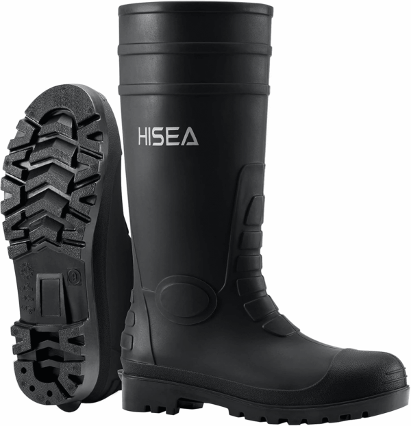 Men'S Steel Toe Rain Boots PVC Rubber Boots, Waterproof Garden Fishing Outdoor Work Boots, Durable Slip Resistant Knee Boots for Agriculture and Industrial Working