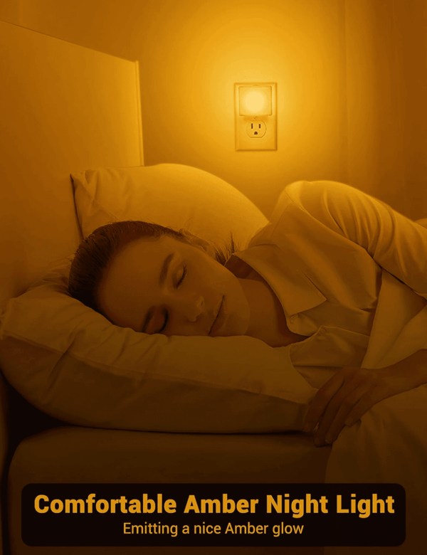 Amber Night Light[2 Pack], Night Lights Plug into Wall, LED Plug in Nightlight with Dusk-To-Dawn Sensor, 0.3W Dim Night Light for Sleep, Bedroom, Bathroom, Hallway, Non-Dimmable - Image 6