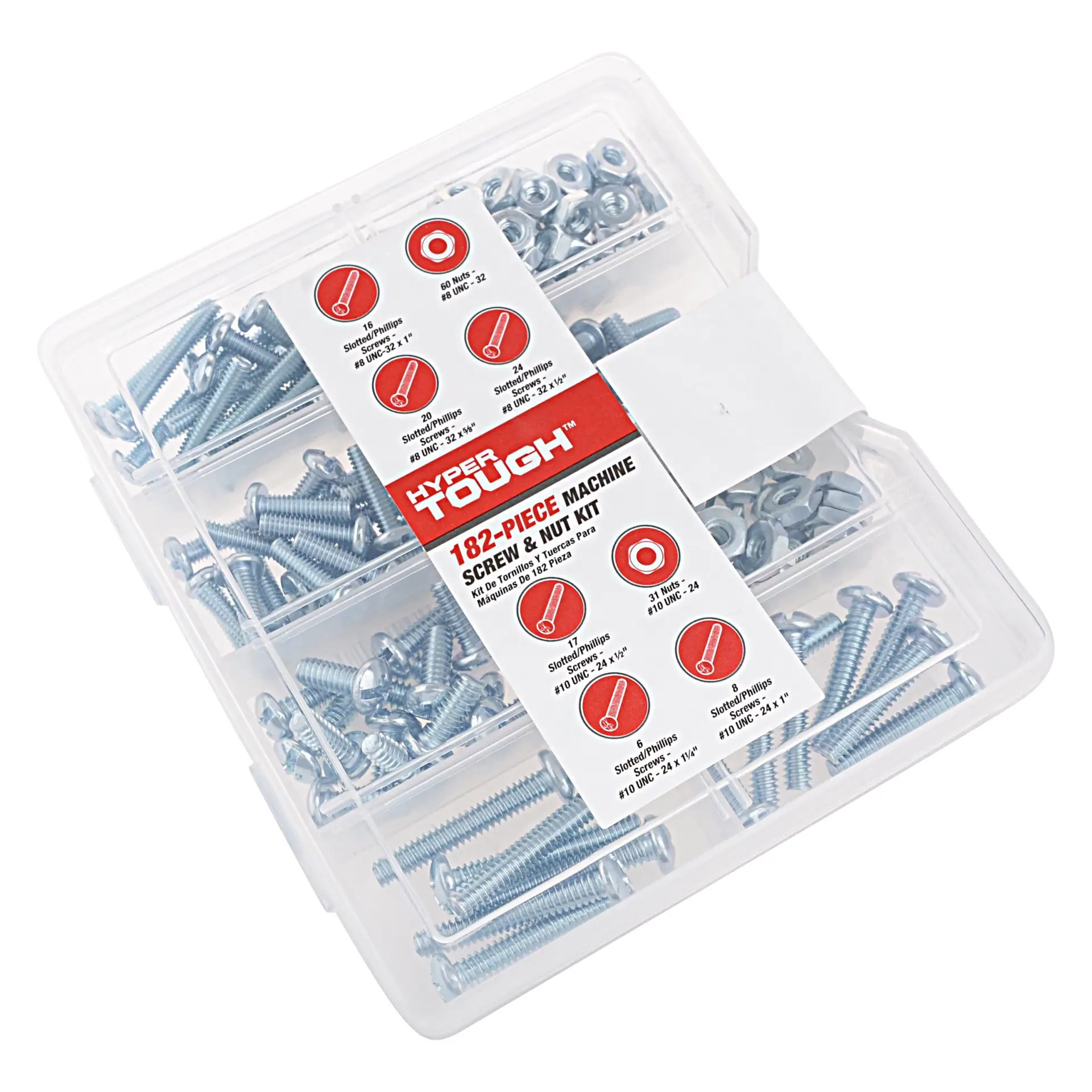 182-Piece Zinc Plated, Machine Screw and Nut Assortment with Storage Case, 3304 - Image 13