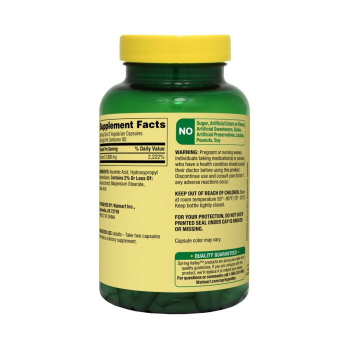 Ultra Strength Vitamin C Capsules Dietary Supplement, 2,000 Mg, 120 Count - Image 5