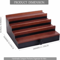 Cologne Organizer for Men - 4 Tier Walnut Black Wooden Cologne Display Stand with Drawer and Hidden Compartment, Mens Cologne Holder Shelf for Organizing and Storing, Walnut Black - Image 7