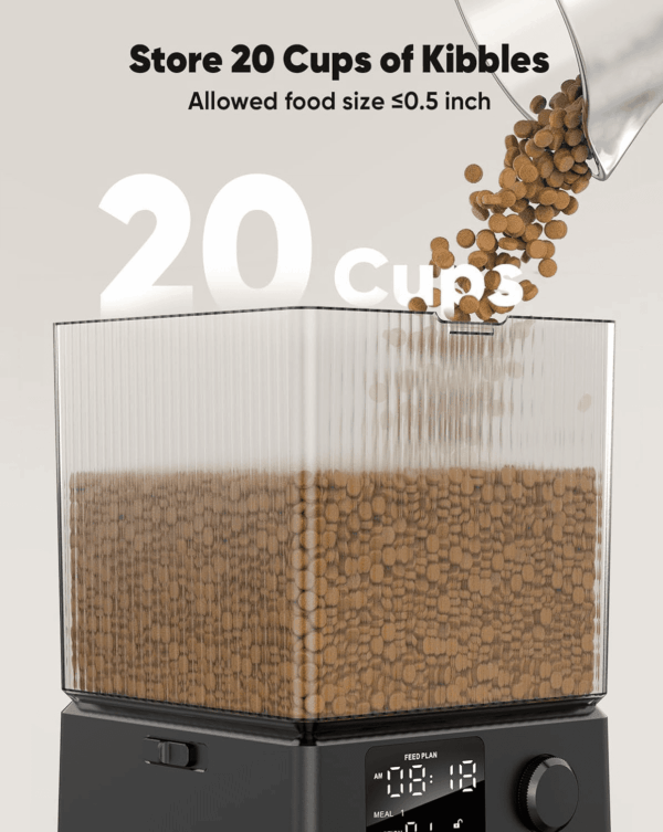 Automatic Cat Feeder for 2 Cats, 20 Cups/5L Automatic Cat Food Dispenser for Small Pets Indoor, Timed Cat Feeder for Dry Food - Image 4