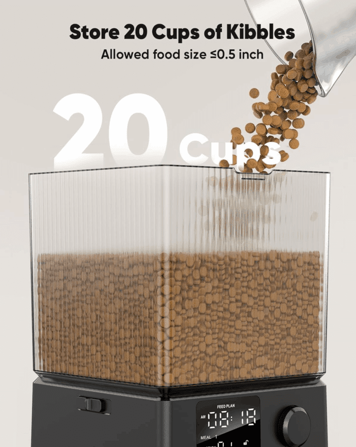 Automatic Cat Feeder for 2 Cats, 20 Cups/5L Automatic Cat Food Dispenser for Small Pets Indoor, Timed Cat Feeder for Dry Food - Image 4