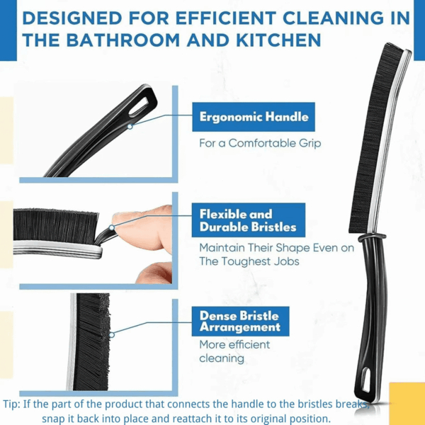 3Pcs Crevice Cleaning Brush Tool, Grout Brush Cleaning Supplies, Home Essentials, Bathroom Cleaning Brush Multifunctional Gap Scrub Hard Bristle Crevice Cleaning Brushes for Household Use - Image 5