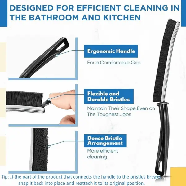 3Pcs Crevice Cleaning Brush Tool, Grout Brush Cleaning Supplies, Home Essentials, Bathroom Cleaning Brush Multifunctional Gap Scrub Hard Bristle Crevice Cleaning Brushes for Household Use - Image 5