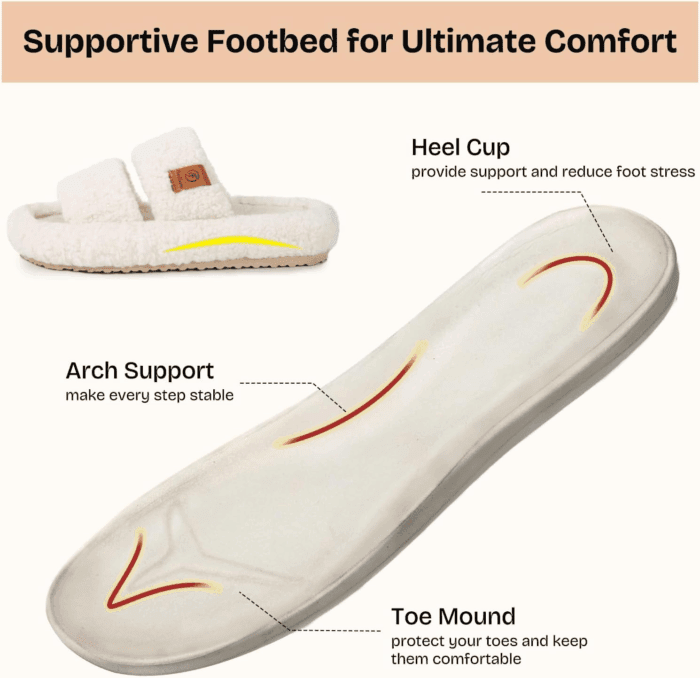 Womens Fuzzy Open-Toe Slippers Soft Comfy Memory Foam Indoor House Shoes - Image 3
