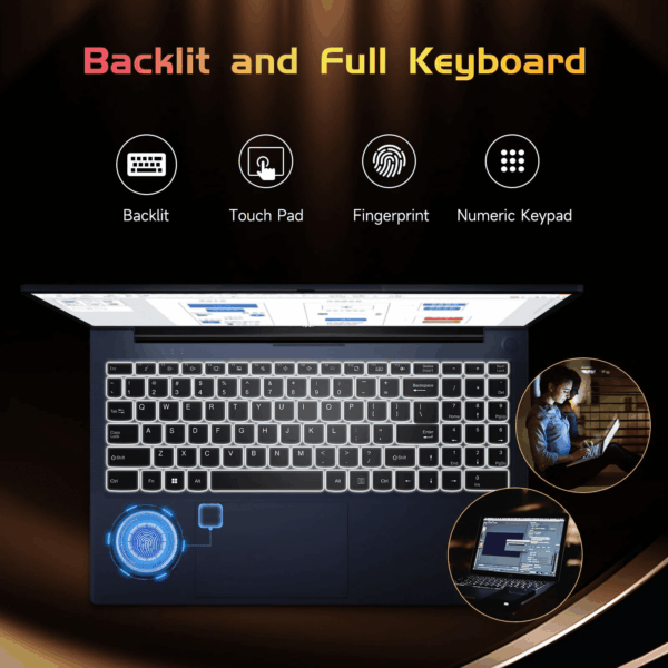 2025 Newest , 15.6-Inch FHD Display  with Intel Quad Core-12Th N100(Up to 3.4Ghz), 16GB RAM 1TB ROM Business  Computer, Fingerprint, Type C, Windows 11 Home, Blue - Image 4
