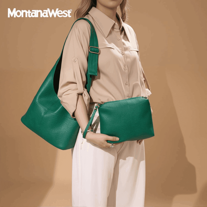 Hobo Bags Purse for Women Ultra Soft Foldable Shoulder Slouchy Handbags with Cosmetic Bag - Image 2