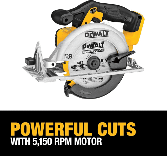 20V MAX Circular Saw, 6-1/2-Inch Blade, 460 MWO Engine, 0-50 Degree Bevel Capability, Bare Tool Only (DCS391B) - Image 3