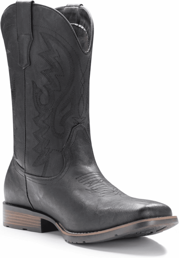 Cowboy Boots for Men with Wide Square Toe Western Retro Boot Durable Classic Fashionable Embroidered Pull on Slip Resistant Boots - Image 2