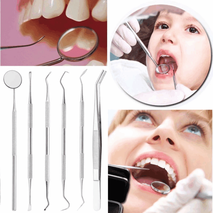 Tooth Care Clearance for Home Teeth 6Pcs Stainless Clean Set Hygiene Kit Oral Tool Care Tooth Care, 1 Set of Dental Care Tools (6 Pieces), Teeth Cleaning on Sale - Image 2