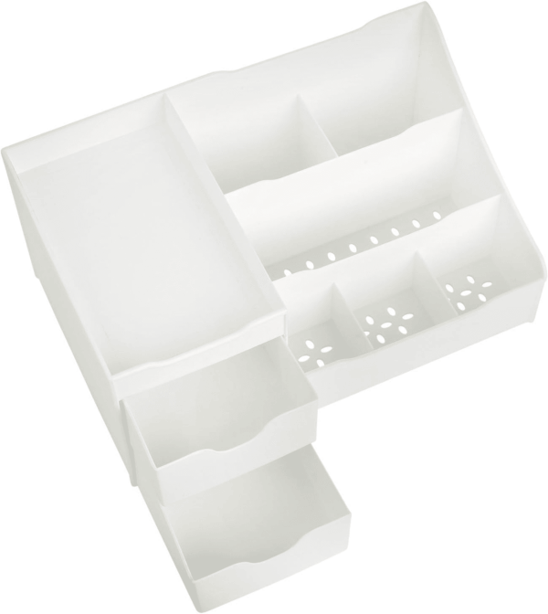 Cosmetic Storage Organizer - Sitting on Your Vanity, Bathroom Counter or Dresser - Easily Organize Your Cosmetics, Jewelry, Hair Accessories (White) - Image 7