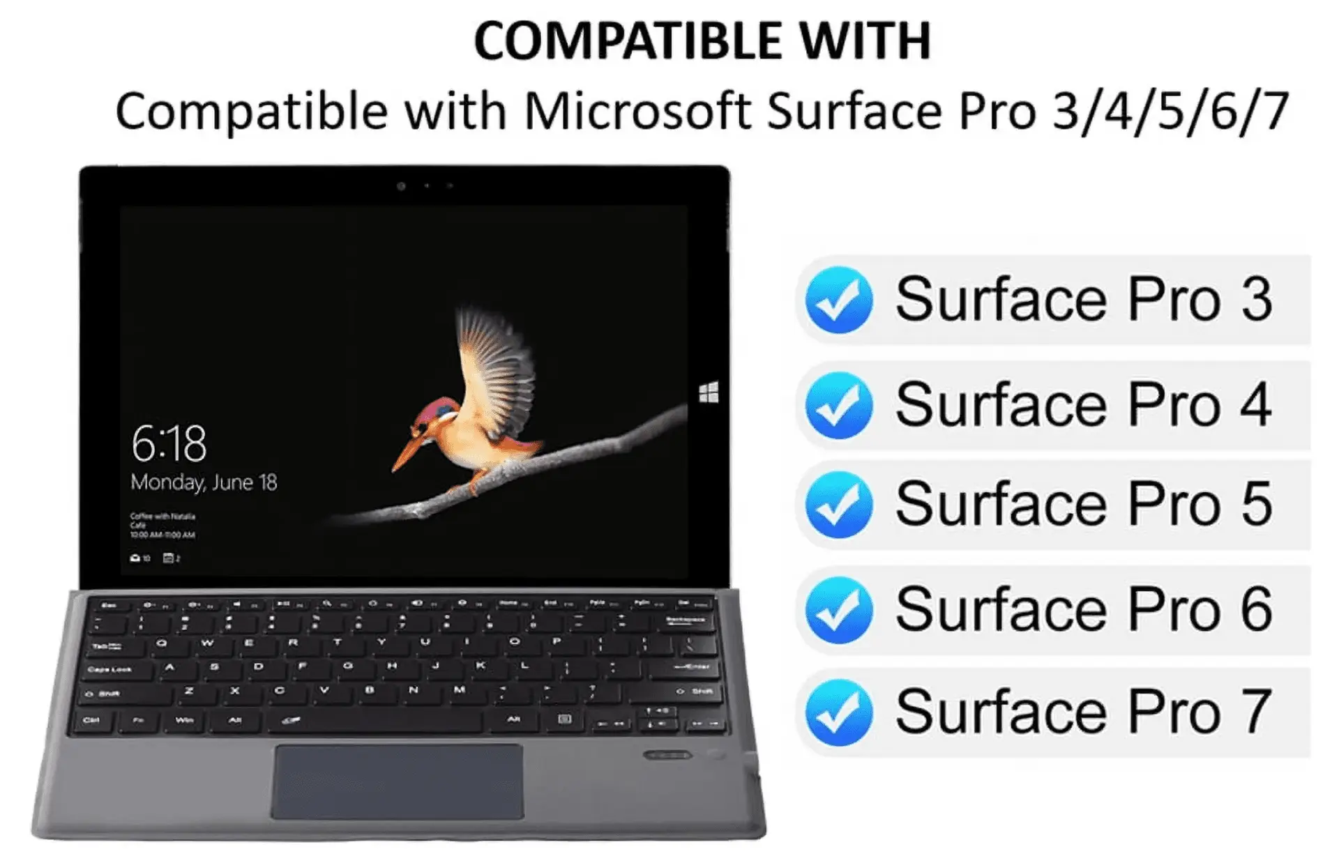 Keyboard Replacement Type Cover Trackpad Mouse for Microsoft Surface Pro 7+ 7 Pro 6 Pro 5 Pro 4 & 3 - Image 6