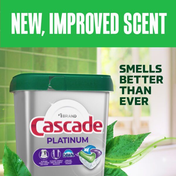 Platinum Dishwasher Pods, Action Pacs Dishwasher Detergent Tabs, Fresh, 71 Count - Image 7